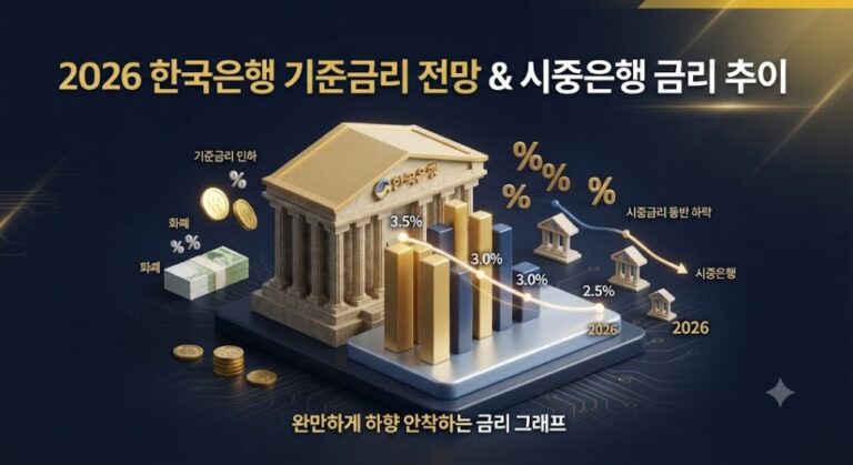 2026년 한국은행 기준금리 전망 및 시중은행 금리 추이 분석 인포그래픽