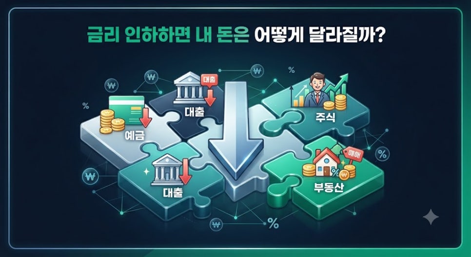 금리 인하 영향 및 자산 시장 변화 총정리 인포그래픽