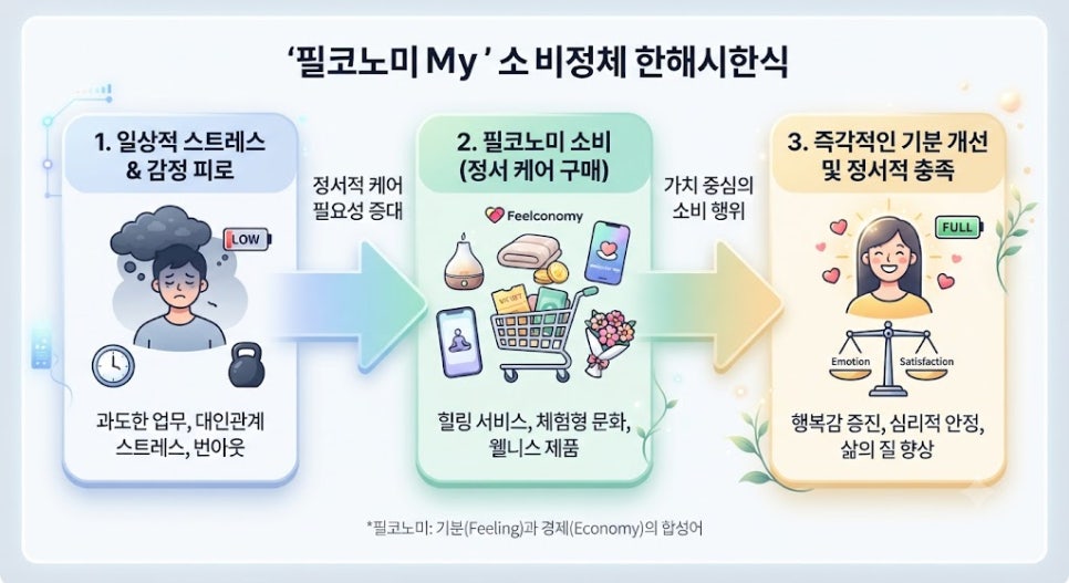 필코노미 트렌드 소비 심리 변화 및 기분 경제 메커니즘 흐름도