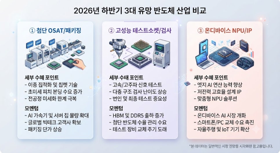 2026년 하반기 주목해야 할 반도체 연관 3대 유망 산업 인포그래픽
