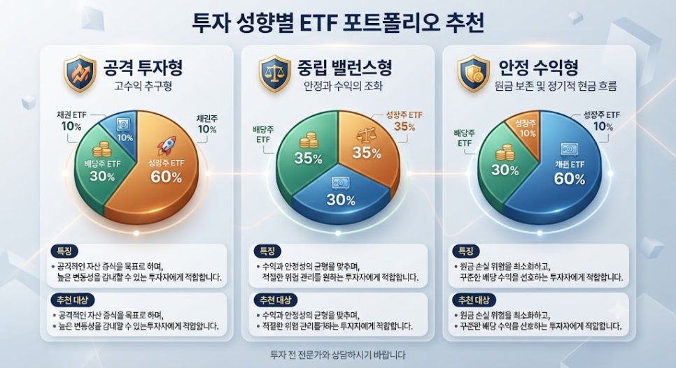 투자 성향별 금리 인하 포트폴리오 자산 배분 비율 인포그래픽