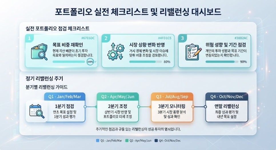 주식 투자 초보를 위한 연령별 포트폴리오 자산 배분 전략(2) 4 포트폴리오 관리 체크리스트 및 리밸런싱 가이드 카드