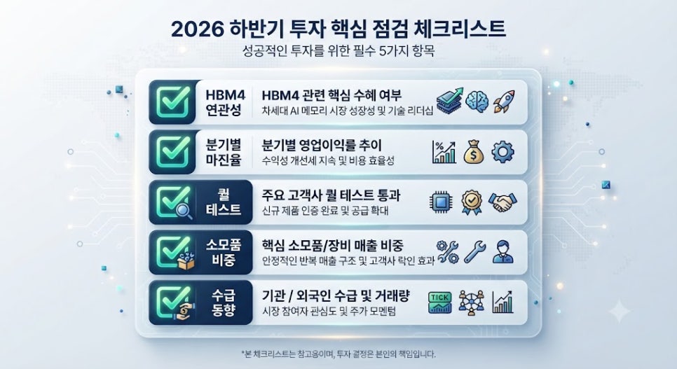 2026년 하반기 반도체 투자 종목 분석 및 포트폴리오 체크리스트 가이드 카드
