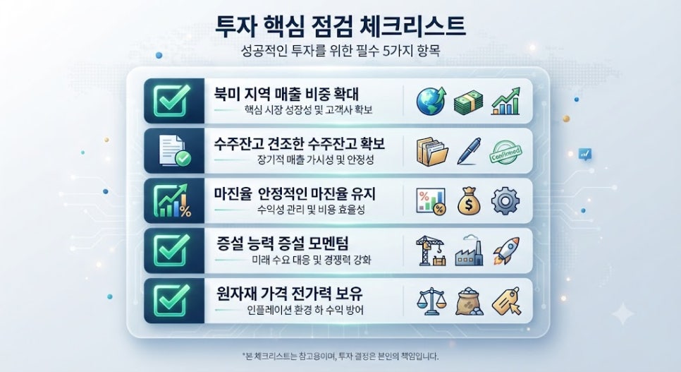 전력·설비 관련주 종목 분석 및 투자 체크리스트 가이드 카드