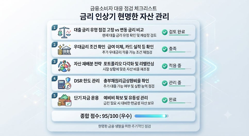 2026년 한국은행 기준금리 전망 및 시중은행 금리 추이 분석 4 2026년 금융소비자 금리 대응 전략 체크리스트 가이드 카드