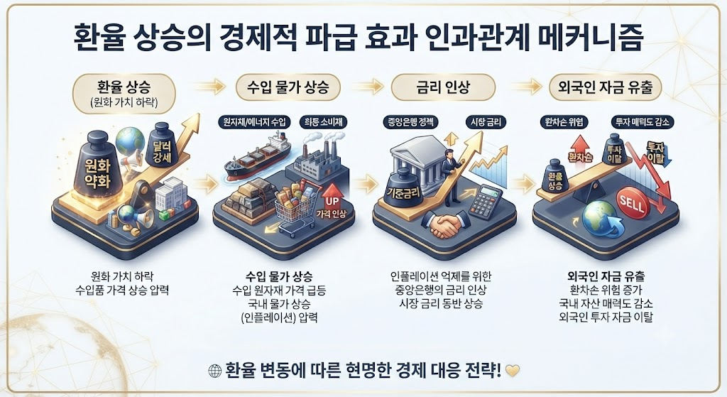 환율 변동이 경제 전반에 미치는 메커니즘 구조도