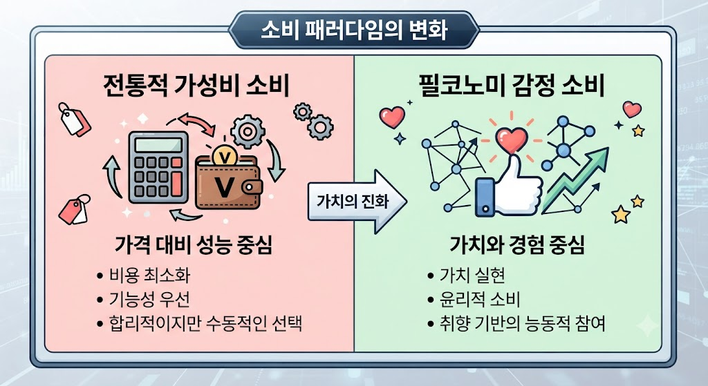 가성비 소비와 필코노미 뜻 유형별 특성 비교 차트
