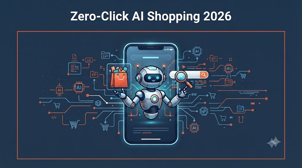 제로클릭 시대 소비 트렌드: 2026 AI 자동 쇼핑 지형도 완벽 분석 1 제로클릭 시대 소비 트렌드와 AI 자동 쇼핑 지형도를 요약한 핵심 인포그래픽