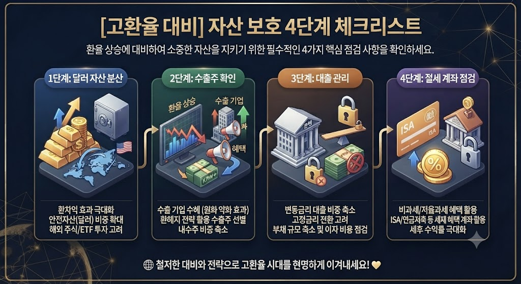 고환율 시대 자산 보호 및 투자 프로세스 체크리스트 카드