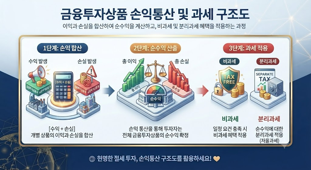 ISA 계좌 활용법, ISA 계좌 손익통산 및 비과세 절세 메커니즘 구조도