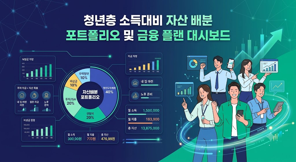 청년층 소득대비 자산 배분 포트폴리오 및 금융 플랜 대시보드