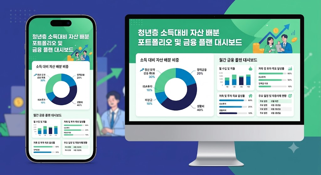 청년층 소득대비 자산 배분 포트폴리오 및 금융 플랜 대시보드 3 청년층 소득대비 자산 배분 포트폴리오 및 금융 플랜 대시보드