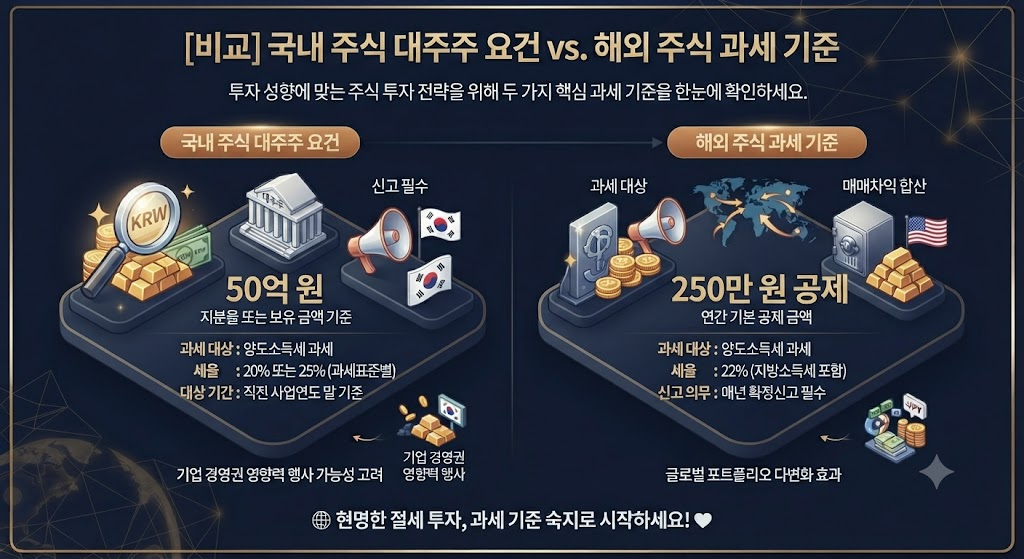 국내 vs 해외 주식 세금 과세 체계 비교 대시보드