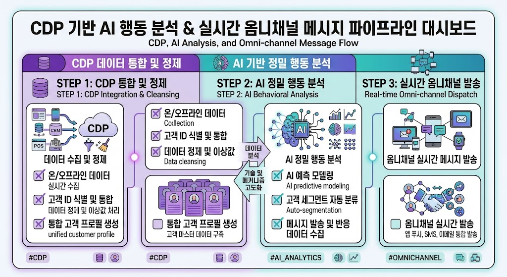 초개인화 데이터 활용 및 실시간 경험 전달 파이프라인 대시보드 그래픽