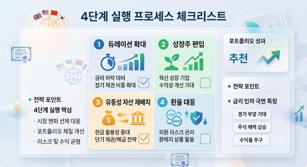 2026년 금리 인하 대응 자산 배분 4단계 실행 프로세스 체크리스트 카드