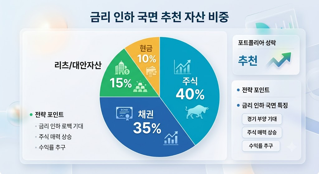 금리 인하 국면 자산 배분 포트폴리오 비중 대시보드 그래픽