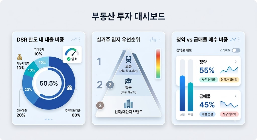 실수요자 내 집 마련 자금 계획 및 옥석 가리기 입지 체크 대시보드