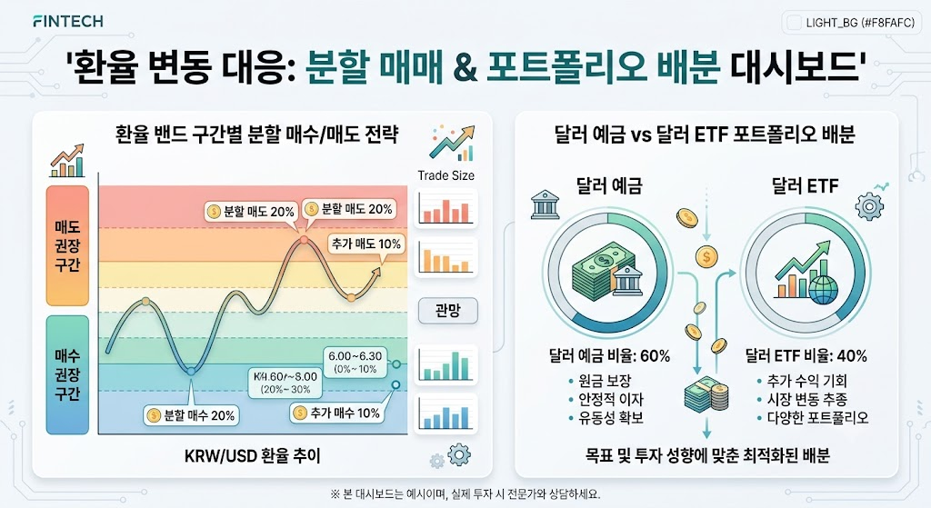 환율 변동성 대응 환차익 투자 및 리스크 관리법 3 환율 구간별 분할 매수·매도 타이밍 및 자산 배분 대시보드