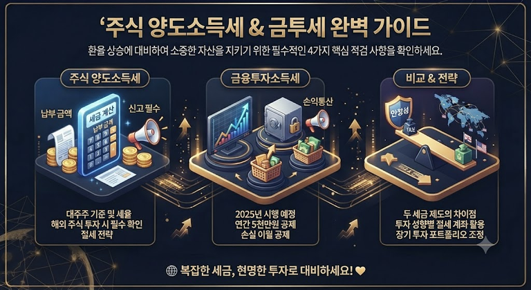 주식 양도소득세 및 금융투자소득세 완벽 개정 가이드 인포그래픽