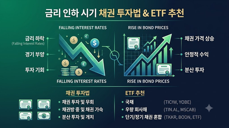 금리 인하 시기 채권 투자 방법 및 ETF 추천 인포그래픽