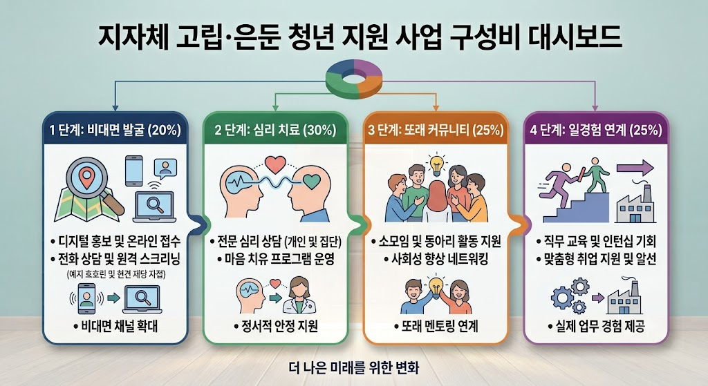 고립 은둔 청년 증가에 따른 사회적 안전망 구축과 지자체 지원 과제 3 지자체 고립·은둔 청년 지원 서비스 체계 및 예산 배분 대시보드