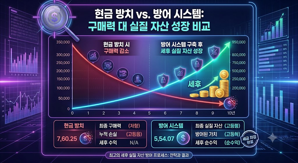 암살자들 검색어가 뜬 지금, 경제를 뒤흔드는 ‘돈의 암살자’는 무엇일까 3 돈의 암살자 방어 전/후 세후 실질 자산 성장 비교 대시보드