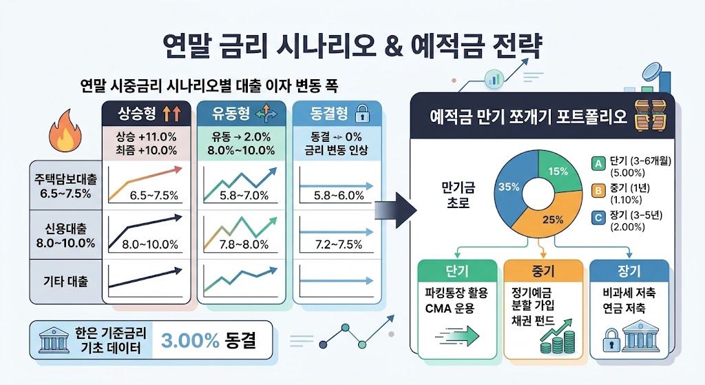 2026년 10월 기준금리 3% 동결, 연말 금리 어디까지 오를까? 3 연말 시중금리 전망 시나리오 및 대출·예금 가이드 대시보드