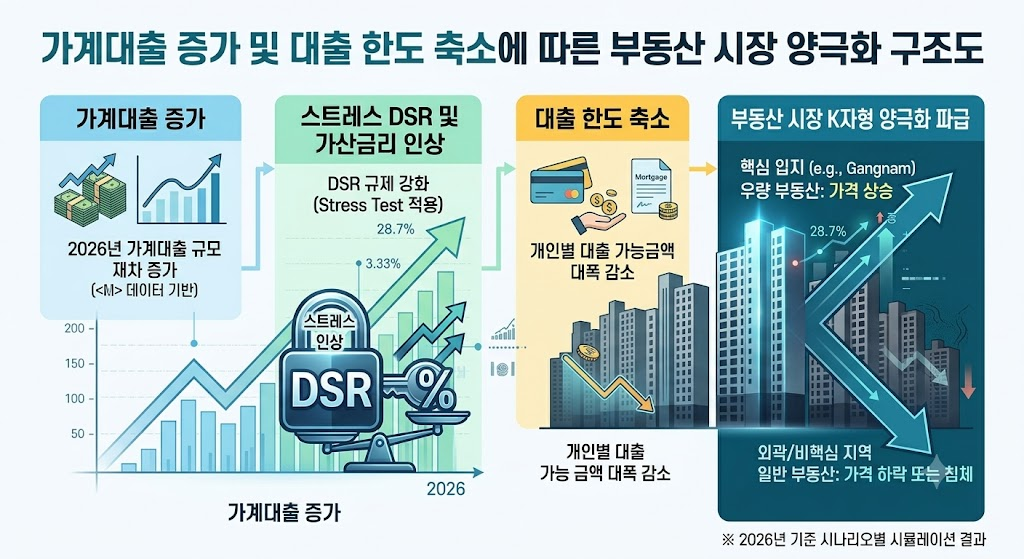 가계대출 다시 증가, 2026년 대출금리와 집값 어떻게 될까? 2 가계대출 증가 원인 및 2026년 대출금리·집값 전이 메커니즘 구조도
