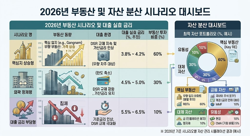 가계대출 다시 증가, 2026년 대출금리와 집값 어떻게 될까? 3 가계대출 다시 증가, 2026년 부동산 시나리오별 대출금리 및 집값 전망 대시보드